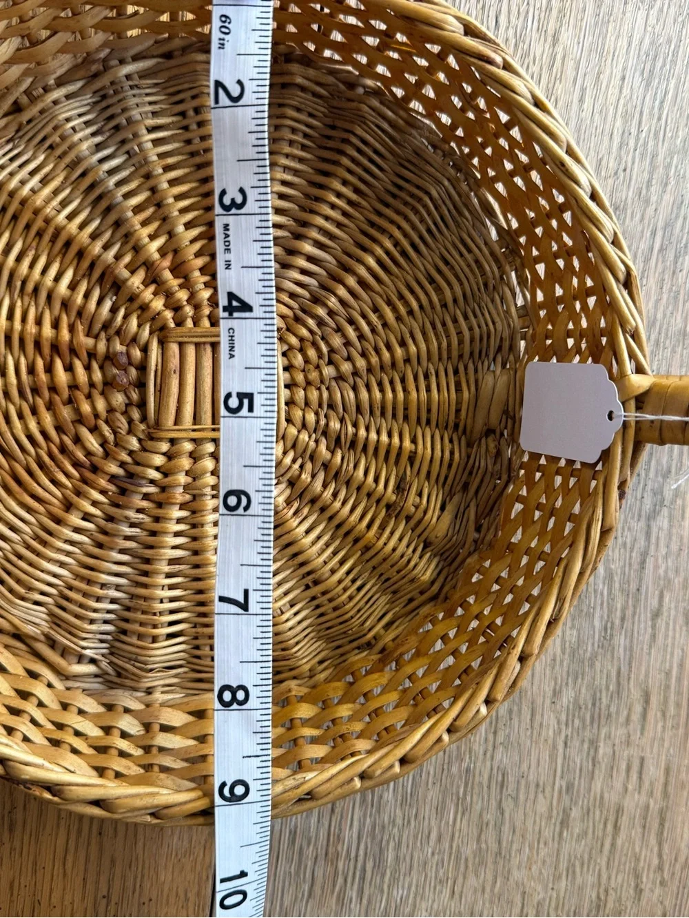 Vintage Wicker Gathering Basket Tray w/ Handle Cottagecore Farmhouse Boho Decor